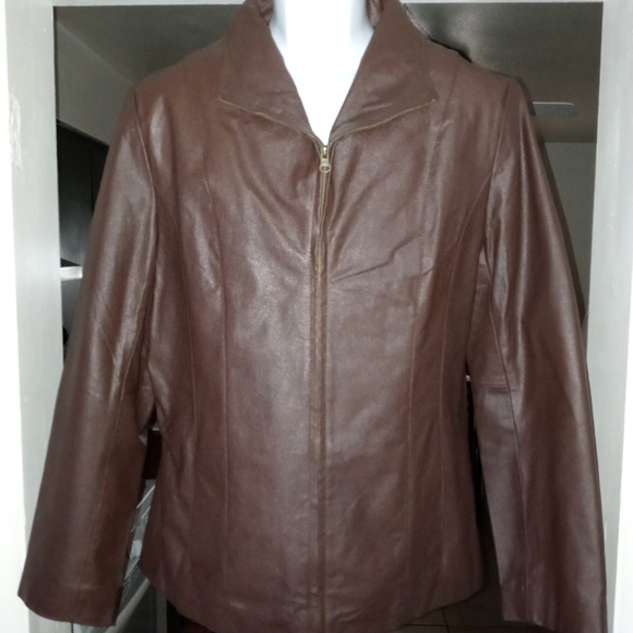 Pre-owned M.I.C. STUDIO brown leather jacket - Picture 1 of 8